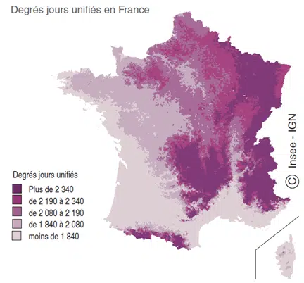 Degrés jour unifiés en France